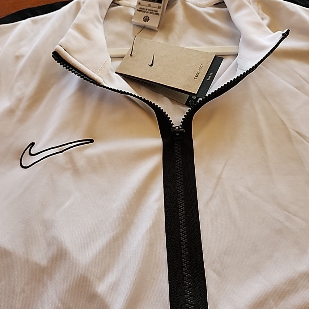 Nike Men's Dri-Fit Slim Fit XL White/Black Track Jacket Full Zip Soccer/Football - Picture 6 of 7